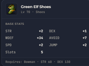 Green Elf Shoes | Global > Global MapleStory Classic World