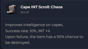 Cape INT Scroll Chaos | Global > Global MapleStory Classic World