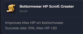 Bottomwear HP Scroll Greater | Global > Global MapleStory Classic World