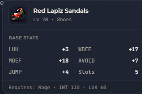 Red Lapiz Sandals | Global > Global MapleStory Classic World
