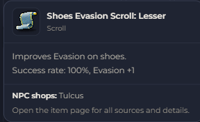 Shoes Evasion Scroll Lesser | Global > Global MapleStory Classic World