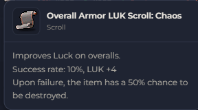 Overall Armor LUK Scroll Chaos | Global > Global MapleStory Classic World