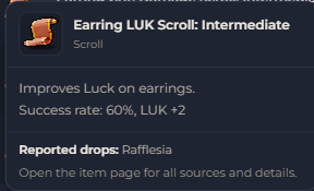Earring LUK Scroll Intermediate | Global > Global MapleStory Classic World