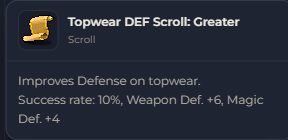 Topwear DEF Scroll Greater | Global > Global MapleStory Classic World