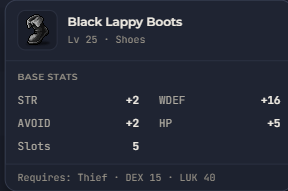 Black Lappy Boots | Global > Global MapleStory Classic World