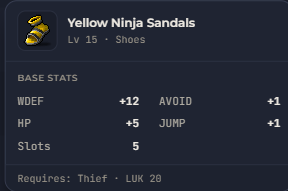 Yellow Ninja Sandals | Global > Global MapleStory Classic World