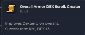 Overall Armor DEX Scroll Greater | Global > Global MapleStory Classic World