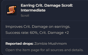 Earring Crit. Damage Scroll Intermediate | Global > Global MapleStory Classic World
