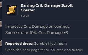 Earring Crit. Damage Scroll Greater | Global > Global MapleStory Classic World