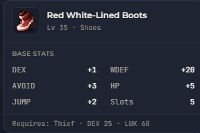 Red White-Lined Boots | Global > Global MapleStory Classic World