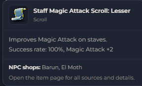 Staff Magic Attack Scroll Lesser | Global > Global MapleStory Classic World