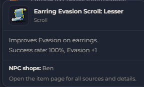 Earring Evasion Scroll Lesser | Global > Global MapleStory Classic World