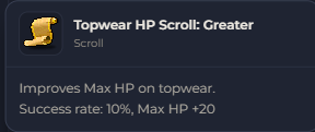 Topwear HP Scroll Greater | Global > Global MapleStory Classic World