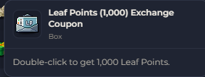 Leaf Points (1,000) Exchange Coupon | Global > Global MapleStory Classic World