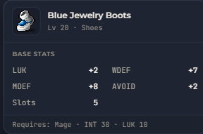 Blue Jewelry Boots | Global > Global MapleStory Classic World