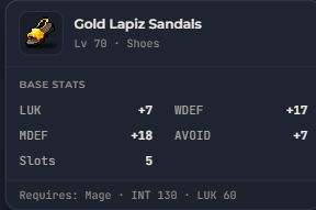 Gold Lapiz Sandals | Global > Global MapleStory Classic World